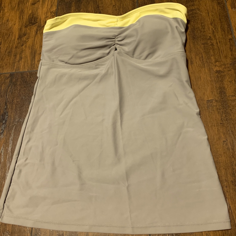 Junior Girls Mudd Gray and Yellow Swim Tankini Top Medium